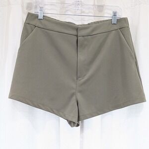 Sincerely Jules‎ Trouser Shorts Size XL Olive Green High Waist Pockets Stretch